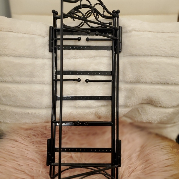 Jewelry Jewelery Holder Hanger Black Metal Trifold 3 panel - Picture 3 of 5